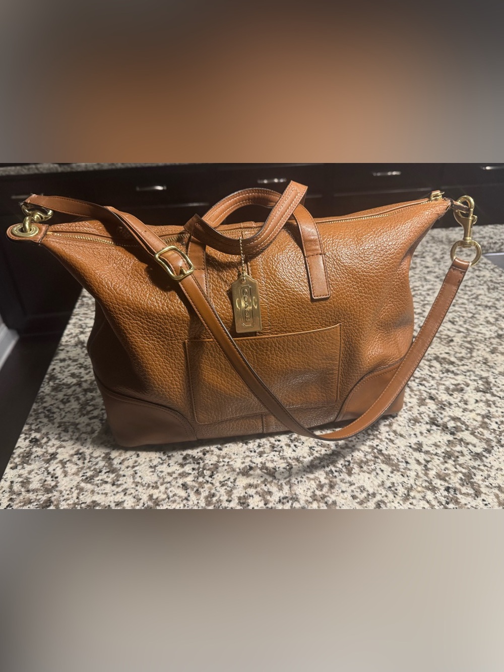 Coach Tan Pebbled Leather Tote with Removable Strap